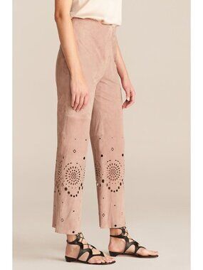 Rebecca Taylor Suede Pants Festival Contemporary Boho Western Lace Womens 6